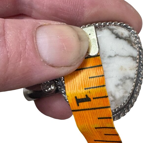 Vintage Navajo Sterling Silver Cuff Bracelet White Buffalo Stone Southwest 42g - Picture 8 of 14